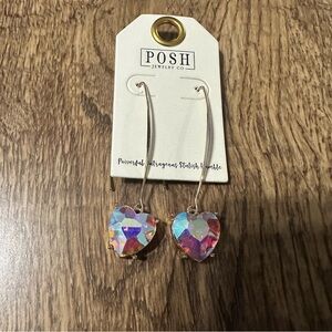 New Posh(sister co)Pink Panache iridescent heart earrings